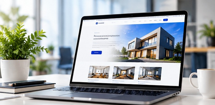 Website design and analytics displayed on a laptop